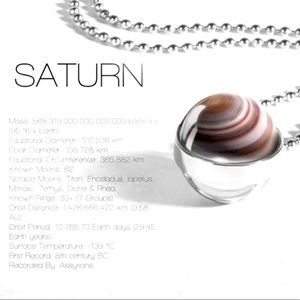 Galaxy Collection Space ball Glass Saturn Necklace NWT UNISEX